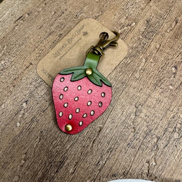 Leather Purse Charm  Strawberry Bag Charm Genuine Leather Crossbody Charm NEW - Picture 2 of 6